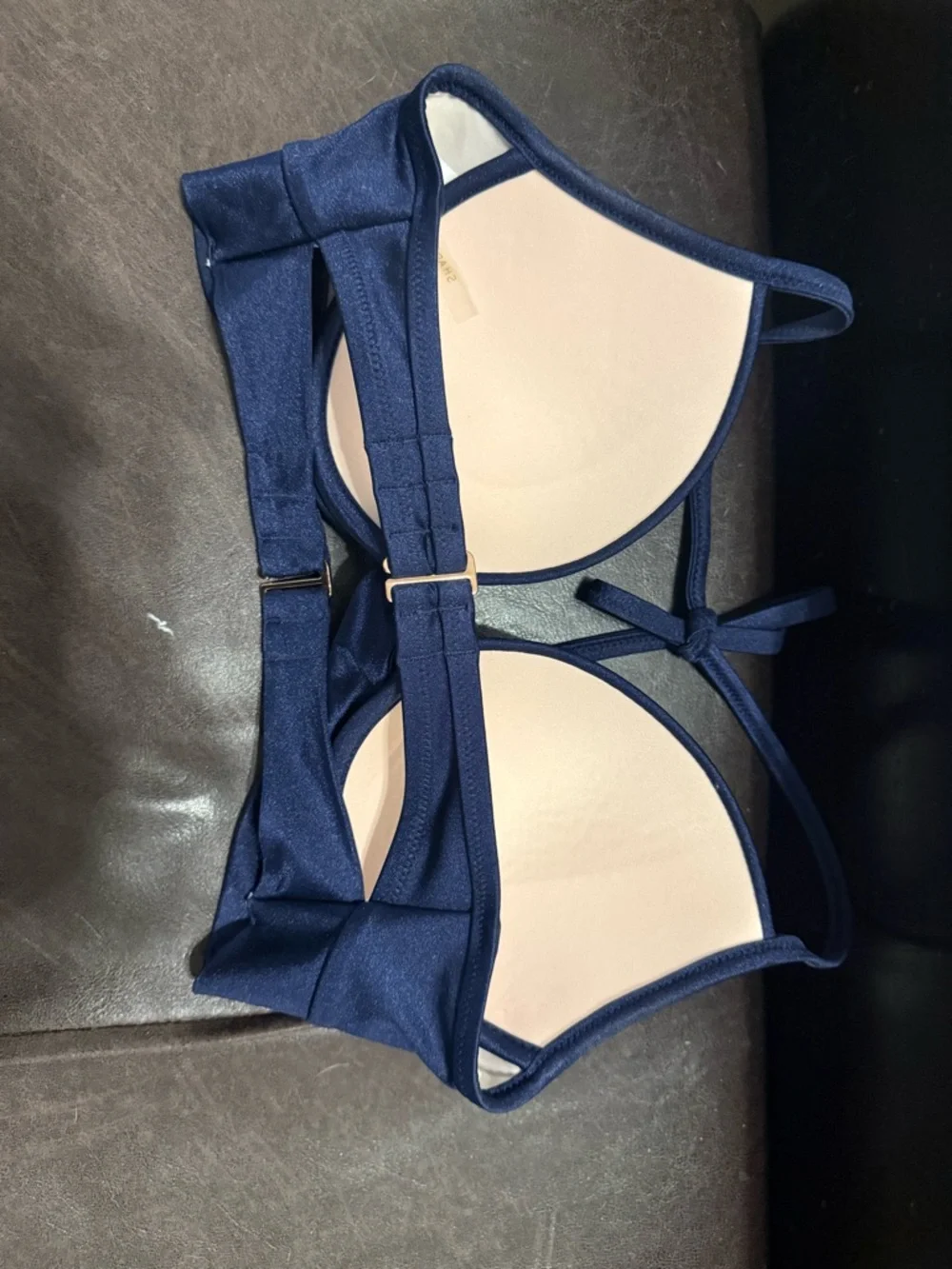 👙🌺🌴 Shade & Shore Navy Underwire Bikini Top 36C | Push Up Knot Front Swim Top